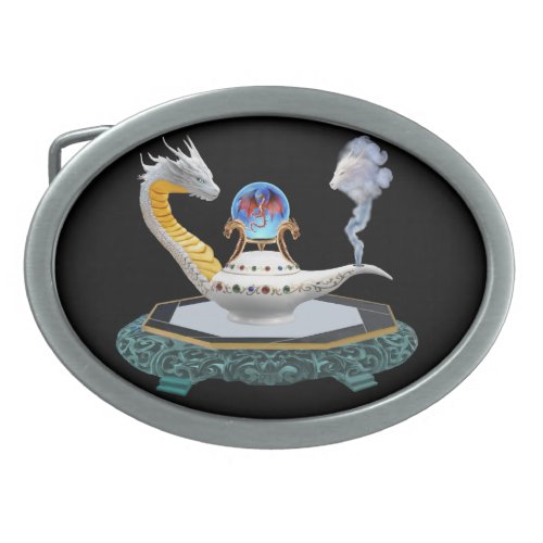Magical White Ceramic Dragon Lamp Belt Buckle