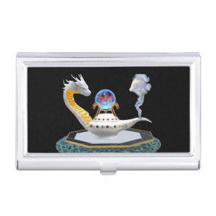 Magical White Ceramic Dragon Lamp Business Card Case