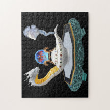 Magical White Ceramic Dragon Lamp on Jade Pedestal