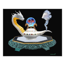 Magical White Ceramic Dragon Lamp