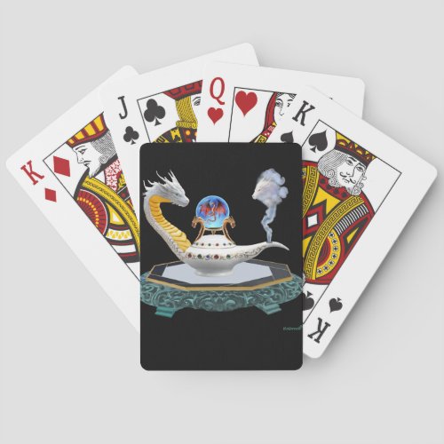 Magical White Ceramic Dragon Lamp Poker Cards