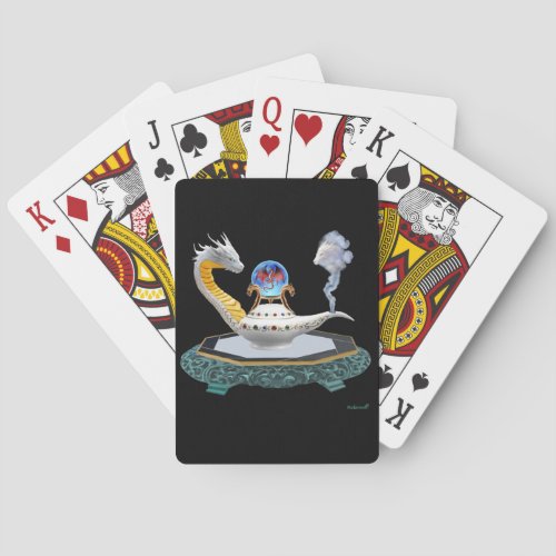 Magical White Ceramic Dragon Lamp Poker Cards