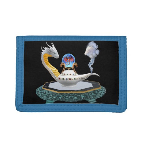 Magical White Ceramic Dragon Lamp Trifold Wallet