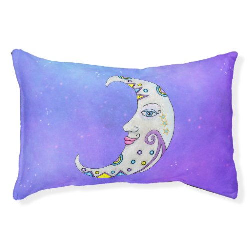 Magical White Crescent Moon Decorations Face Sky Pet Bed