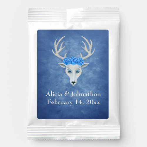 Magical White Deer Head Antlers Wearing Roses Blue Hot Chocolate Drink Mix
