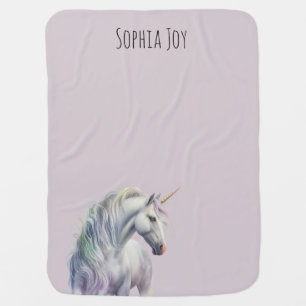 Magical White Gold Horn Unicorn Baby Blanket