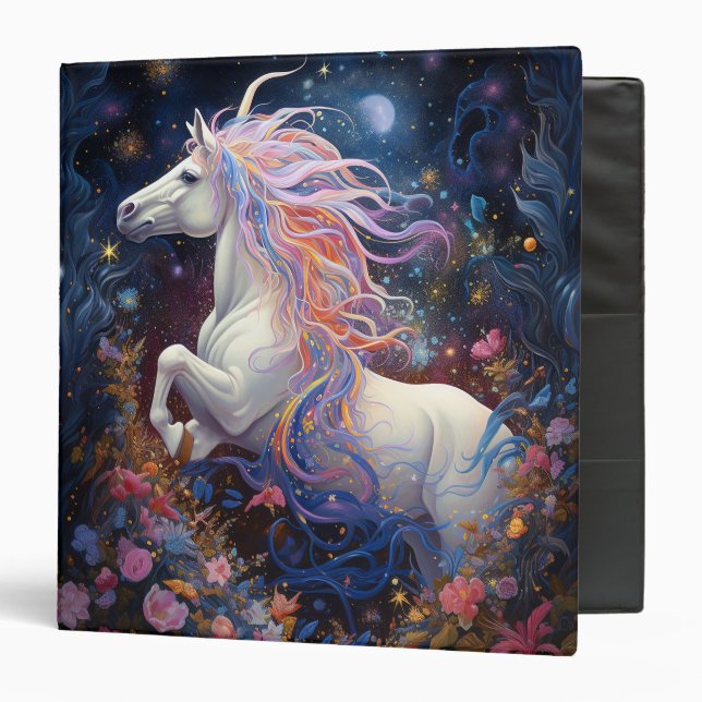 Magical White Horse Fantasy Art 3 Ring Binder (Front/Inside)