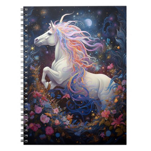 Magical White Horse Fantasy Art Notebook