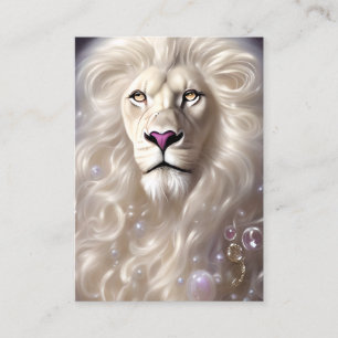 Magical White Lion Full Face Graphic Business Card