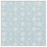Magical White Moon Sun Stars Blue pattern Fabric