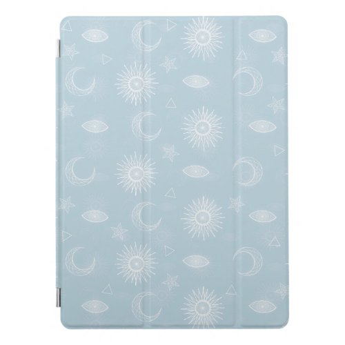 Magical White Moon Sun Stars Blue pattern iPad Pro Cover