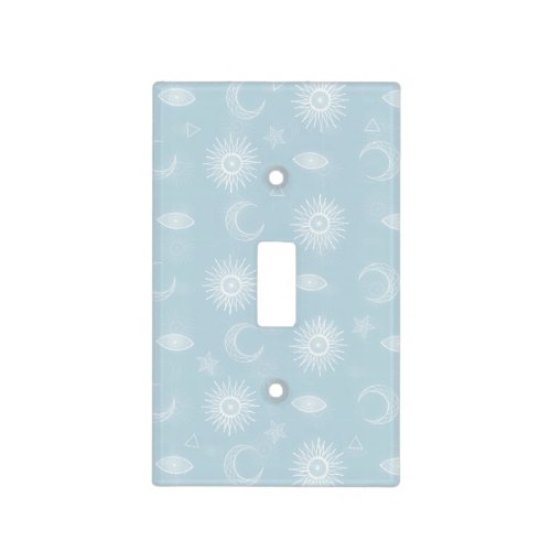 Magical White Moon Sun Stars Blue pattern Light Switch Cover