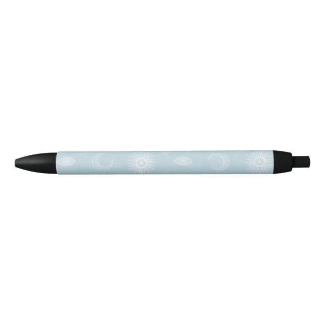 Magical White Moon Sun Stars Blue pattern Pen (Front)