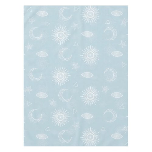 Magical White Moon Sun Stars Blue pattern Tablecloth