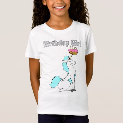 Magical White Turquoise Unicorn Birthday Girl T_Shirt