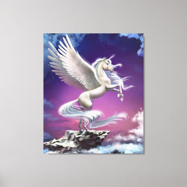 Magical White Unicorn Fantasy Canvas Print (Front)