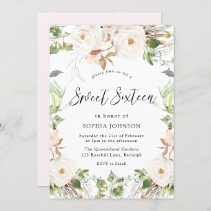Magical White Winter Wonderland Blush Sweet 16 Invitation