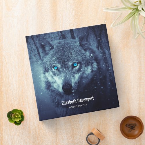 Magical Wild Wolf with Amazing Blue Eyes 3 Ring Binder