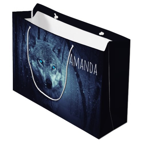 Magical Wild Wolf with Amazing Blue Eyes Birthday Large Gift Bag