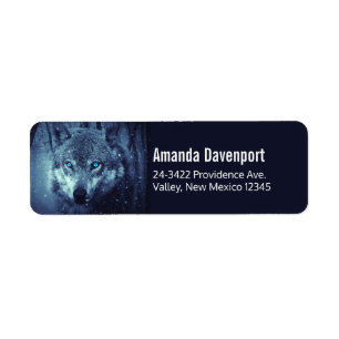 Magical Wild Wolf with Amazing Blue Eyes Label