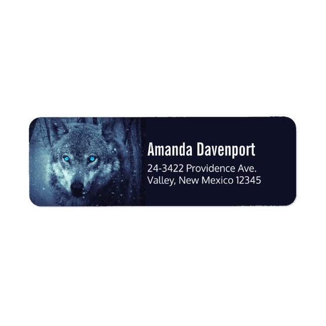 Magical Wild Wolf with Amazing Blue Eyes Label (Front)