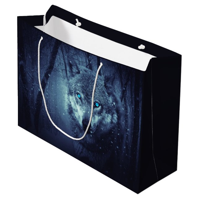 Magical Wild Wolf with Amazing Blue Eyes Large Gift Bag (Front Angled)