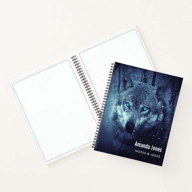 Magical Wild Wolf with Amazing Blue Eyes Notebook (Inside)