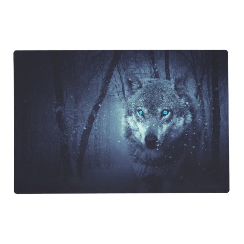 Magical Wild Wolf with Amazing Blue Eyes Placemat