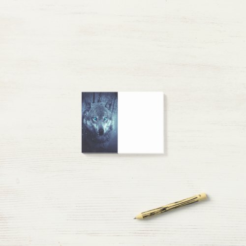 Magical Wild Wolf with Amazing Blue Eyes Post_it Notes