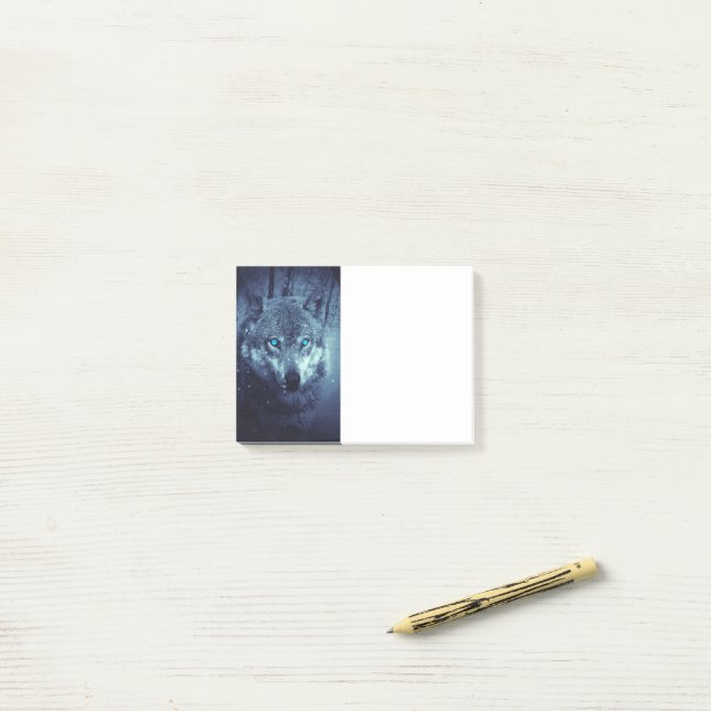 Magical Wild Wolf with Amazing Blue Eyes Post-it Notes (On Desk)