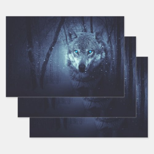 Magical Wild Wolf with Amazing Blue Eyes Wrapping Paper Sheets