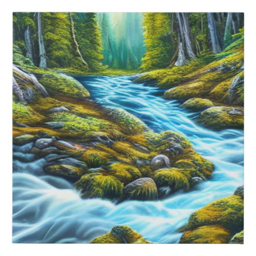 Magical Wilderness Bubbling Brook Faux Canvas Print