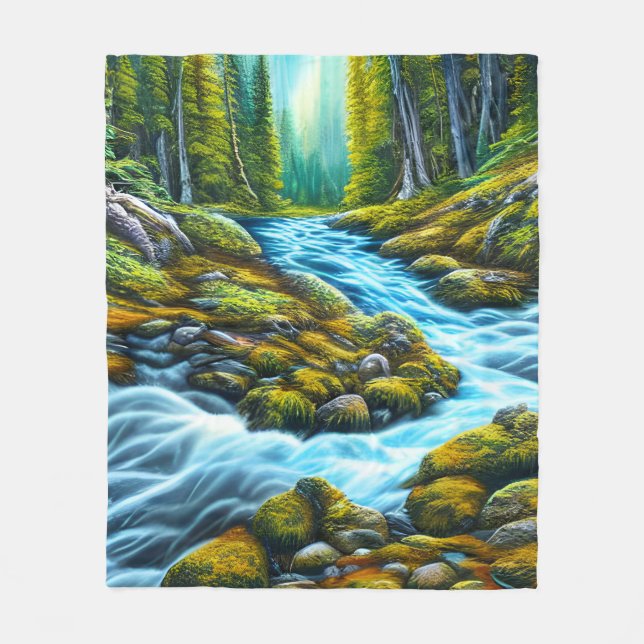 Magical Wilderness Bubbling Brook Fleece Blanket (Front)