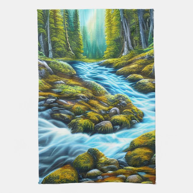 Magical Wilderness Bubbling Brook Kitchen Towel (Vertical)