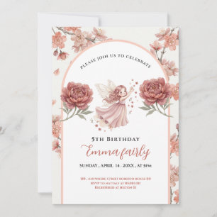 Magical wildflower Fairy Garden 5th birthday  Invitation