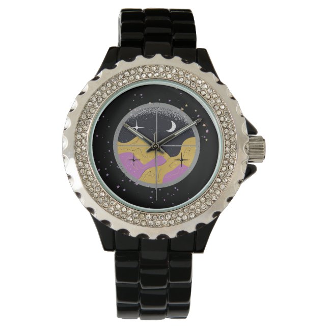 Magical Window Moon Lunar Witchy Mystical Stars Watch (Front)