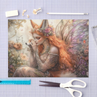 Magical Winged Fox Fairy Decoupage Tissue Paper