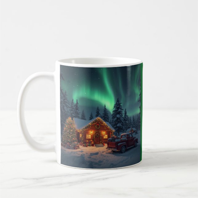 Magical Winter Cabin Christmas Coffee Mug (Left)