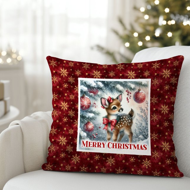 Magical Winter Deer Soft Forest Gift Christmas  Throw Pillow (Magical Winter Deer Soft Forest Gift Christmas pillow)