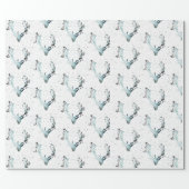 Magical Winter Deerhead Silver Blue Snow Christmas Wrapping Paper (Flat)