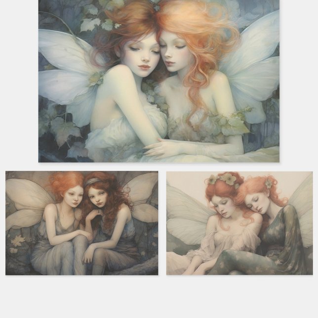 Magical Winter Fairies Christmas Elegance  Wrapping Paper Sheets (Creator Uploaded)
