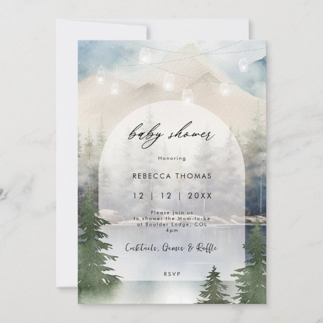 magical winter forest baby shower Invitation (Front)