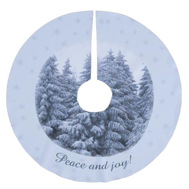 Magical winter forest -  blue, custom  brushed polyester tree skirt (Front)