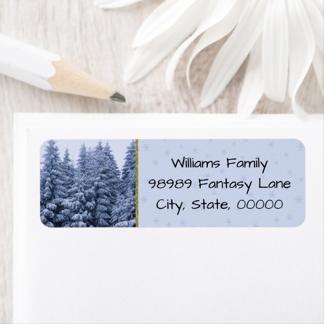 Magical winter forest - blue, custom  label (Insitu)