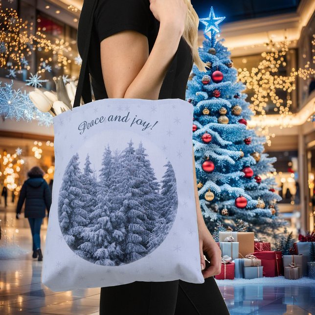 Magical winter forest -  blue, custom  tote bag (Creator Uploaded)