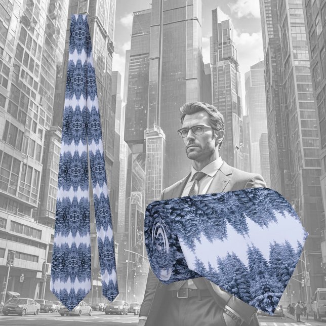 Magical winter forest - blue,  season  neck tie (Creator Uploaded)