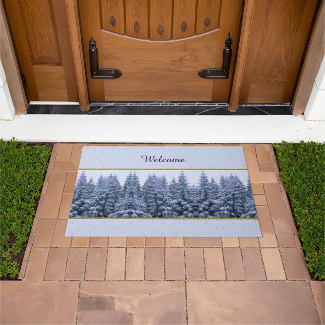 Magical winter forest - festive custom  doormat (Outdoor)