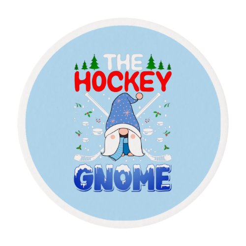 Magical Winter Gnome  _ Hockey Design  Edible Frosting Rounds