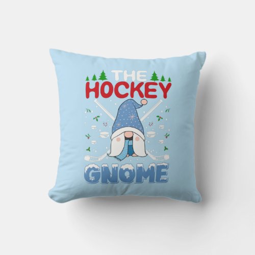 Magical Winter Gnome  _ Hockey Design Throw Pillow
