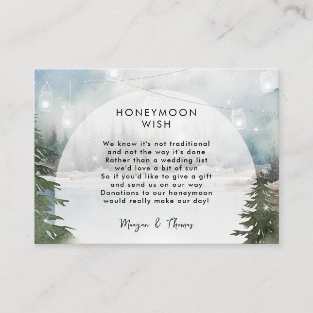 magical winter honeymoon wish enclosure card (Front)